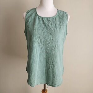 Fiori Blouse Womens‎ Medium Thick Cotton Lace Up Back Sleeveless Shirt Tank